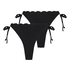Lot de 2 Slip de Bikini Cheeky Tanga Scallop, Noir
