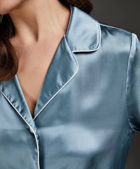 Pyjamajacke aus Seide, Blau