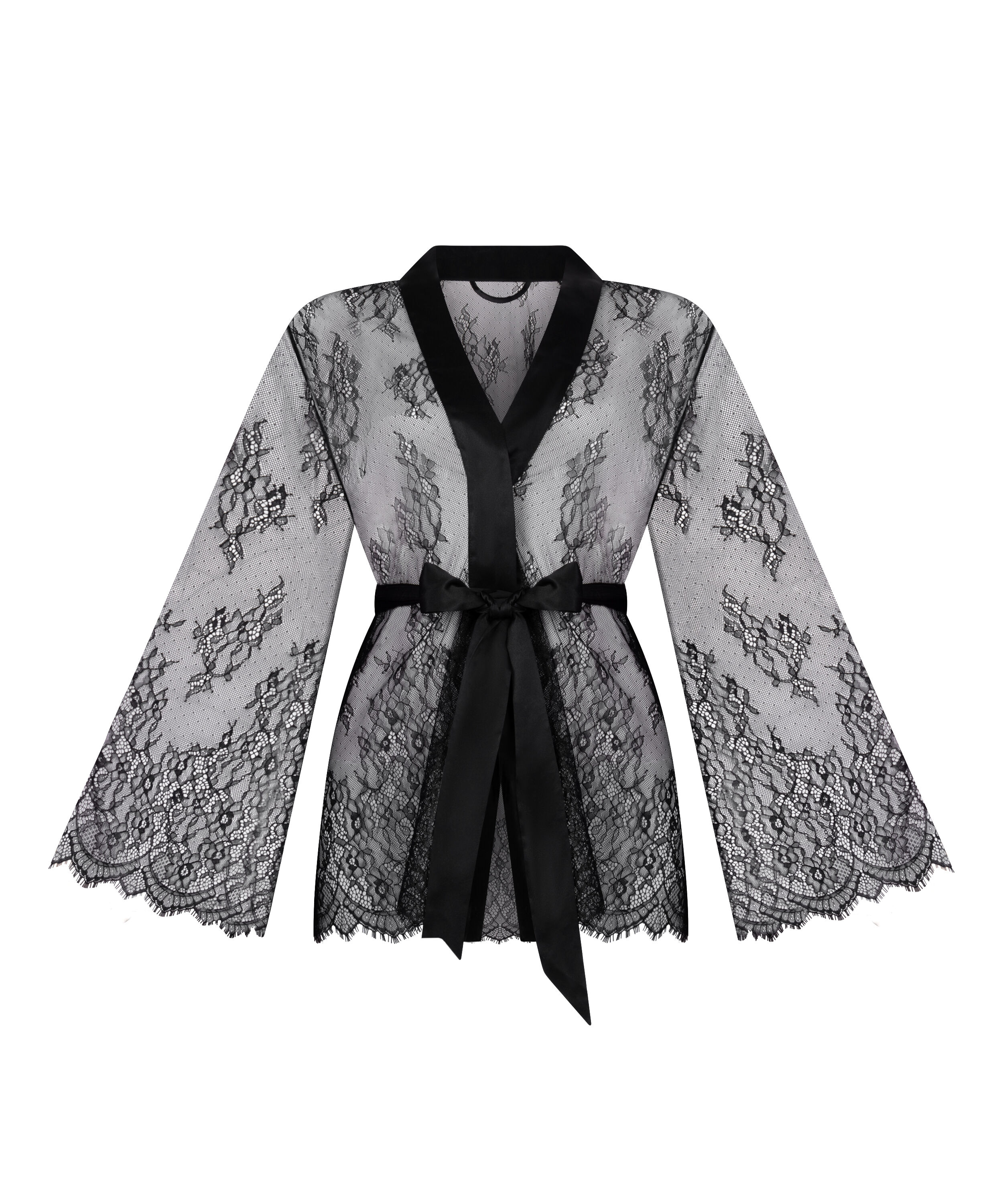 Kimono tout en dentelle, Noir
