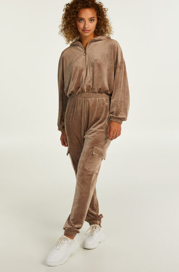 Hunkemöller Jumpsuit à capuche Velours marron