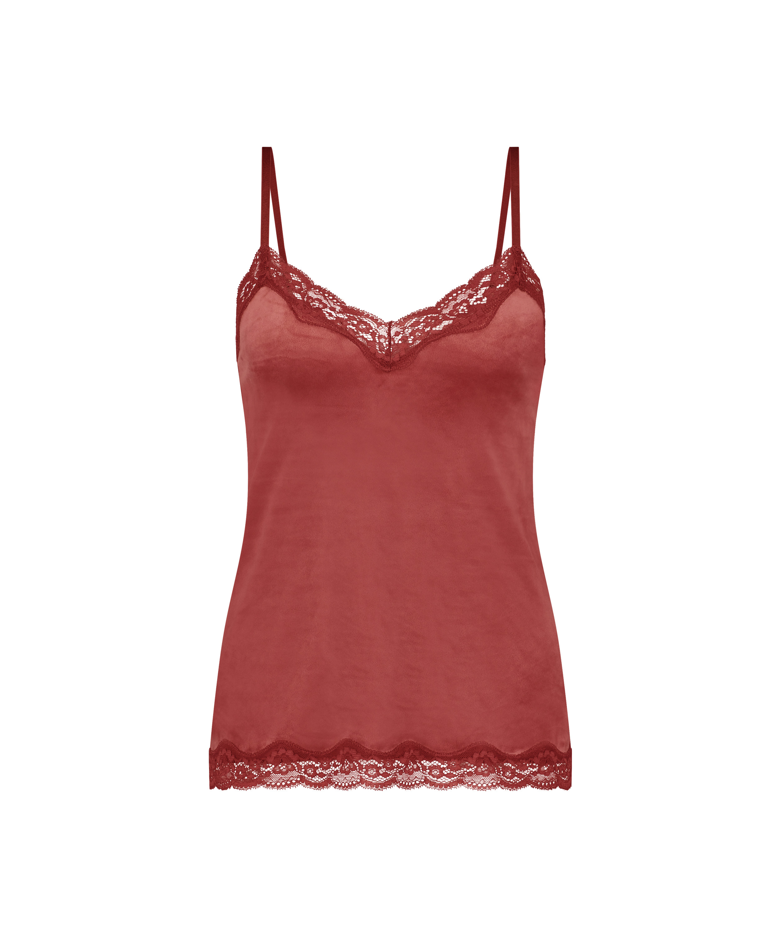 Camisole velours Dentelle, Rose, main
