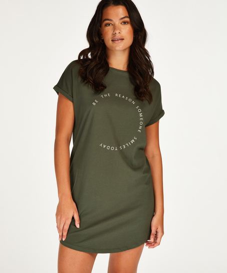 Chemise de nuit col rond, Vert