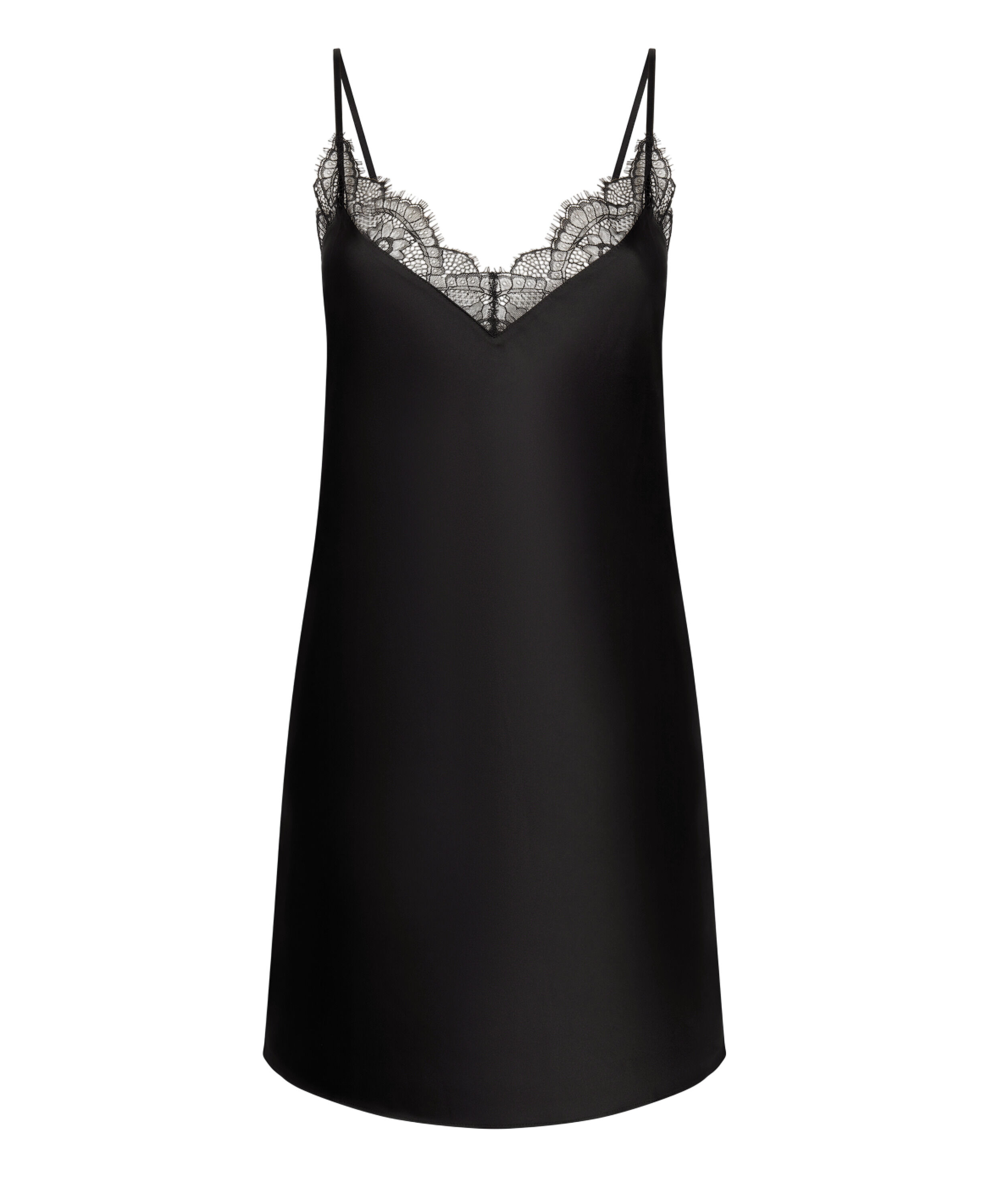 Spitzen-Slipdress, Schwarz