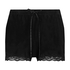 Shorts aus Velours mit Spitze, Schwarz