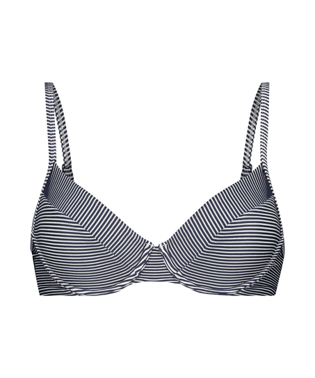 Nicht vorgeformtes Bügel-Bikini-Top Ruffle, Blau