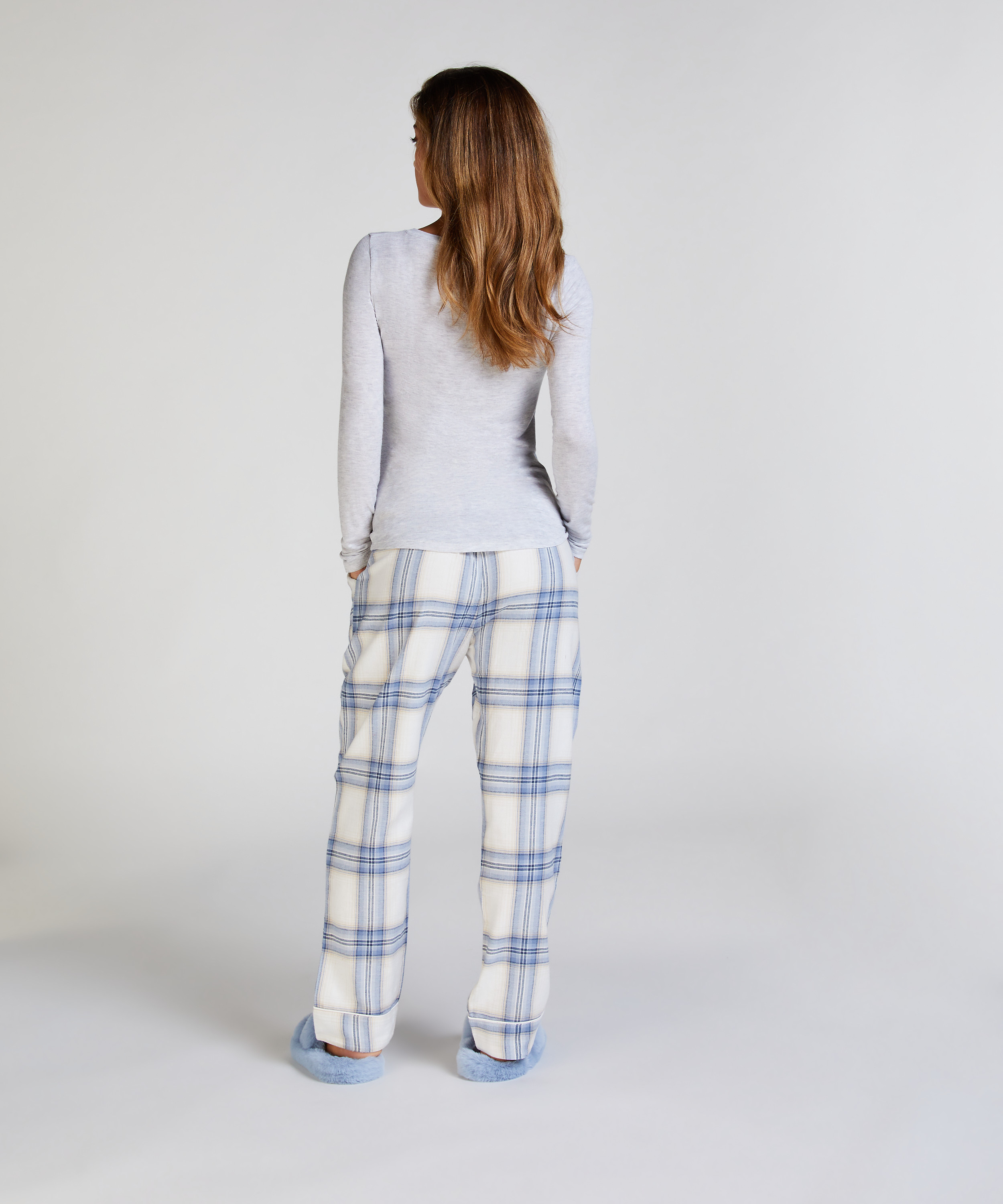 Tall Pyjamahose aus Flanell, Blau, main