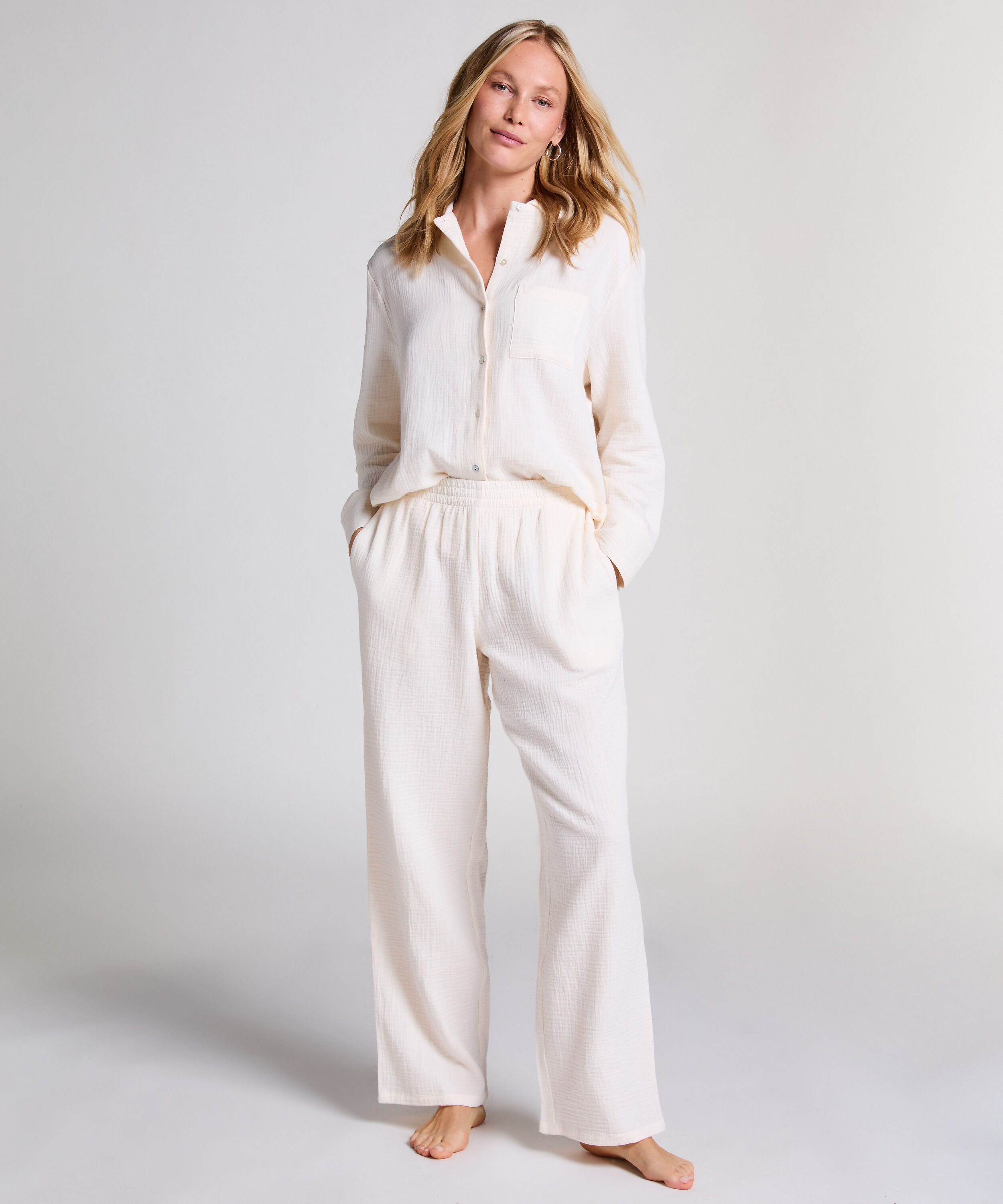 Pantalon en mousseline, Blanc
