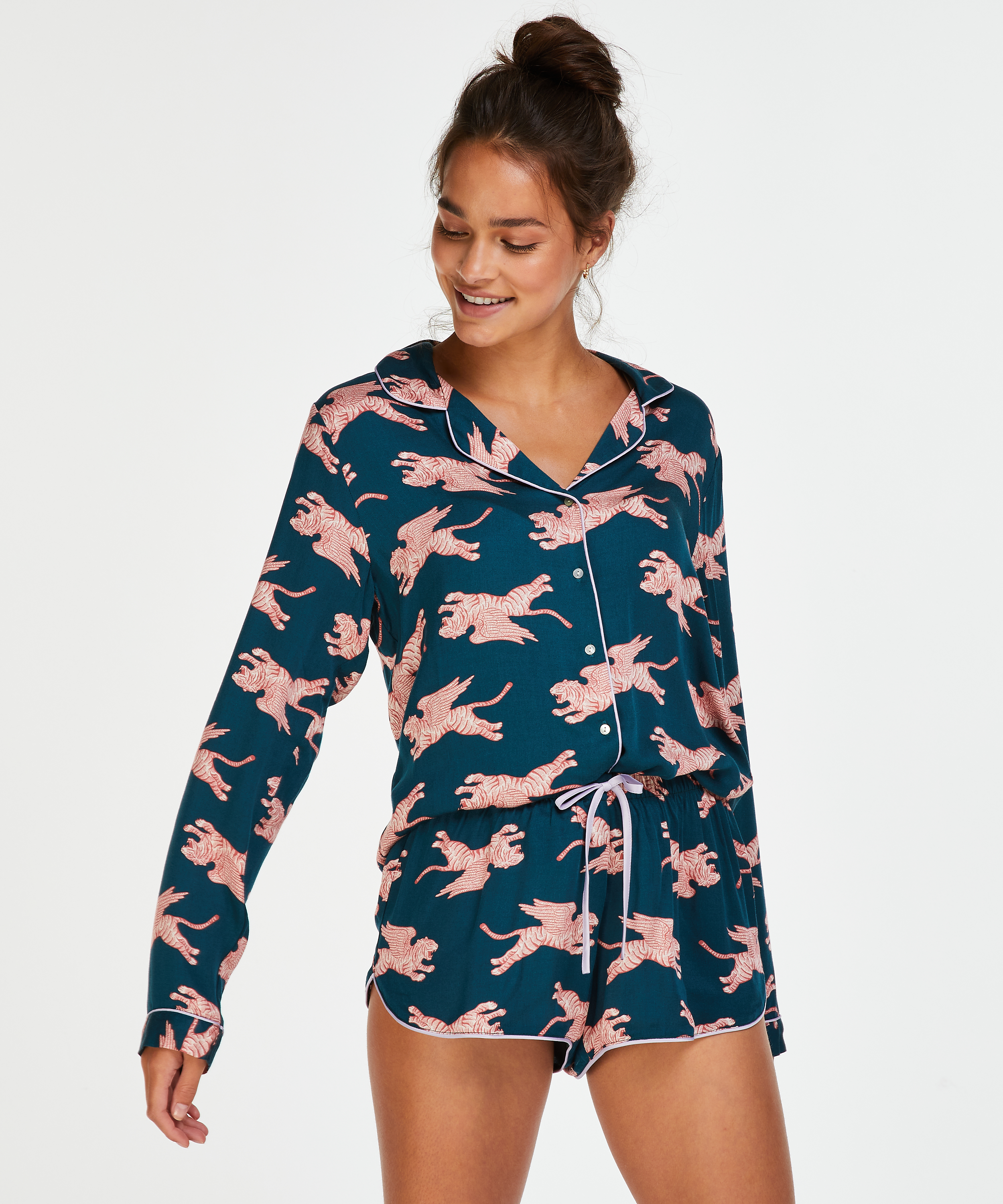 Short tiss&eacute;, Bleu, main