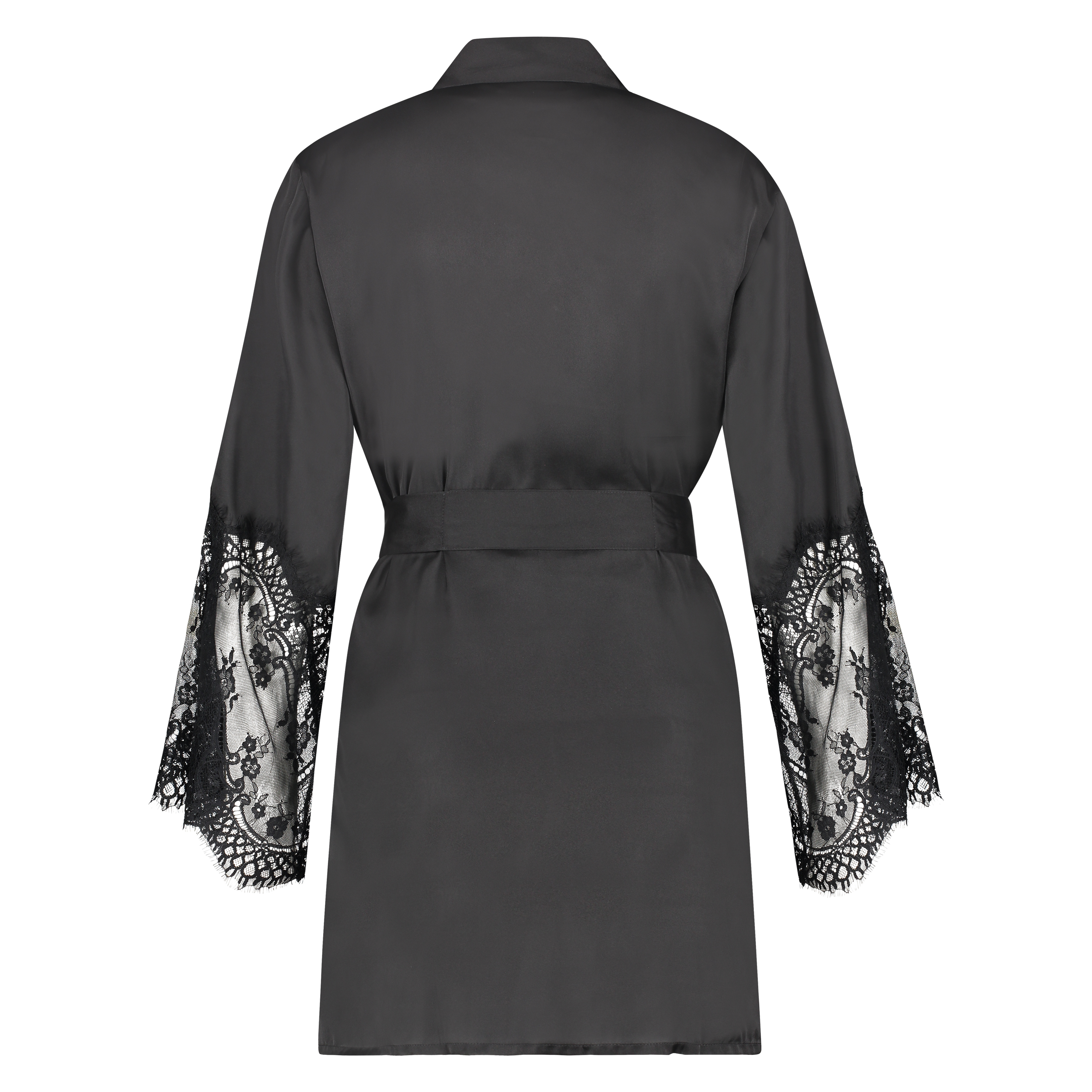 Kimono Lace Satin, Schwarz, main