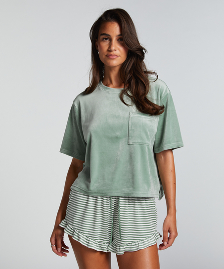 Top Velours Pocket, Vert