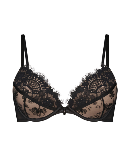 Soutien-gorge push-up rembourré à armatures Malika, Noir