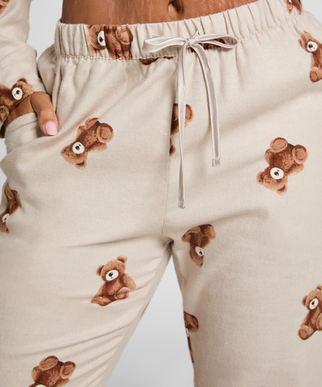 Pantalon droit en flanelle ours, Beige