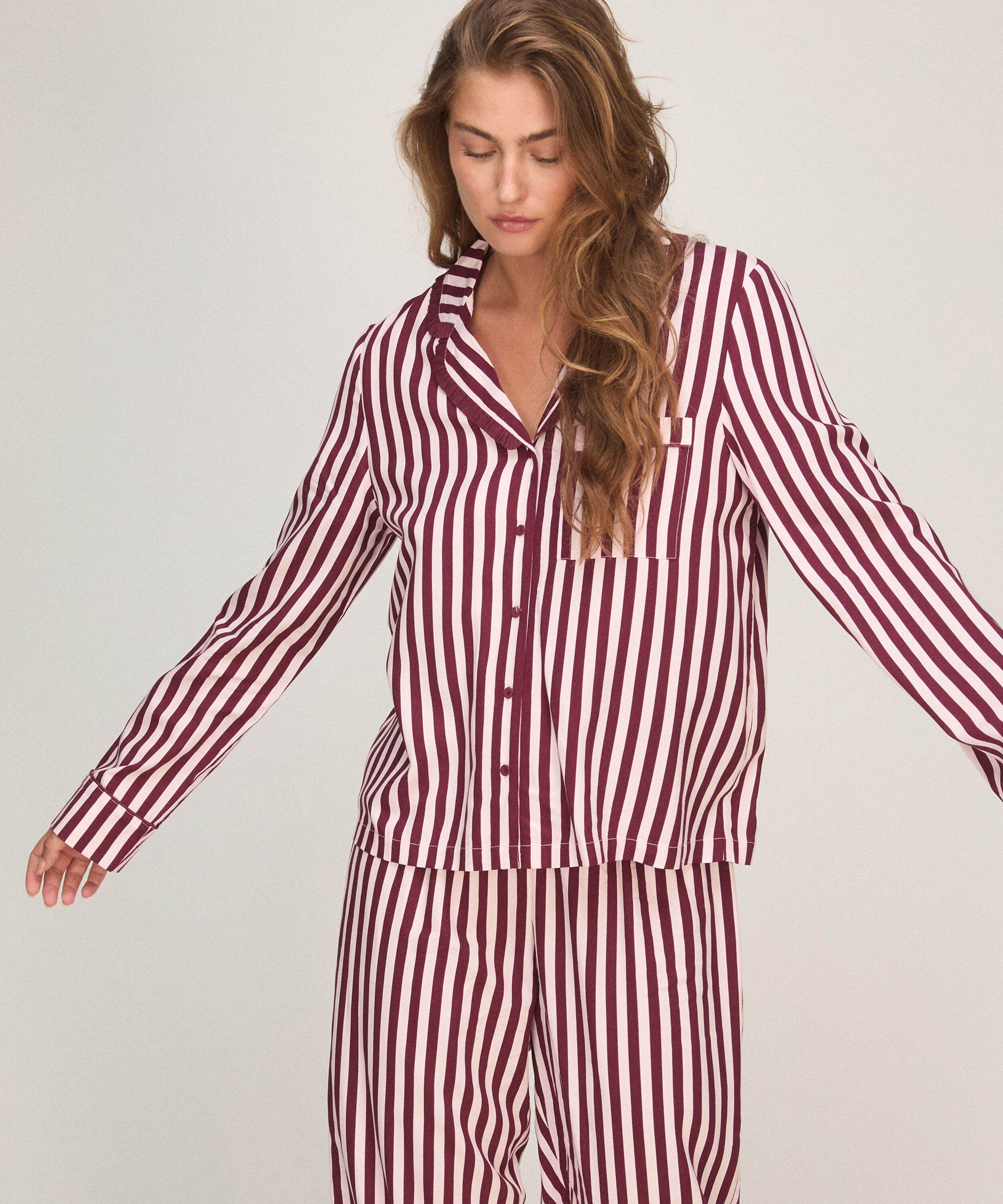 Pyjama Set Poplin Ruffle, Rose