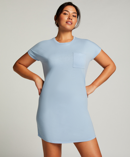 Nachthemd Rundhalsausschnitt, Blau