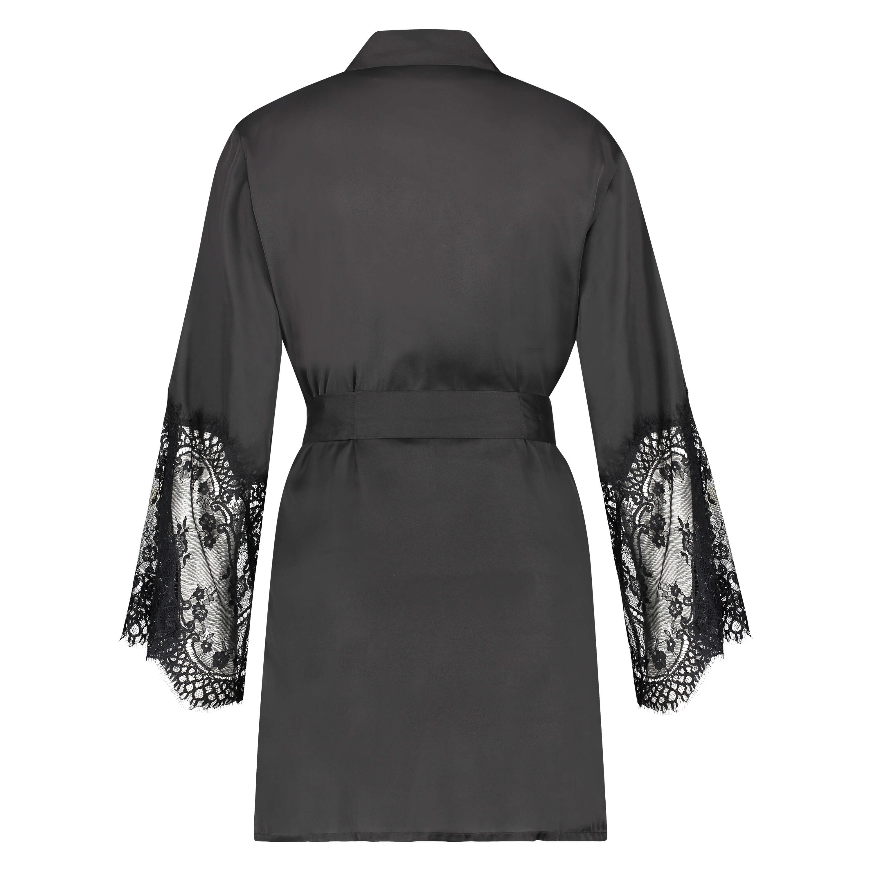 Kimono Lace Satin, Schwarz, main