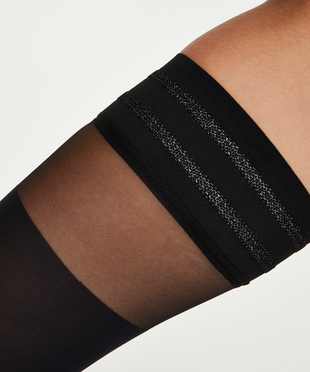 Stay-up 50 Denier Lurex Davy Top, Schwarz