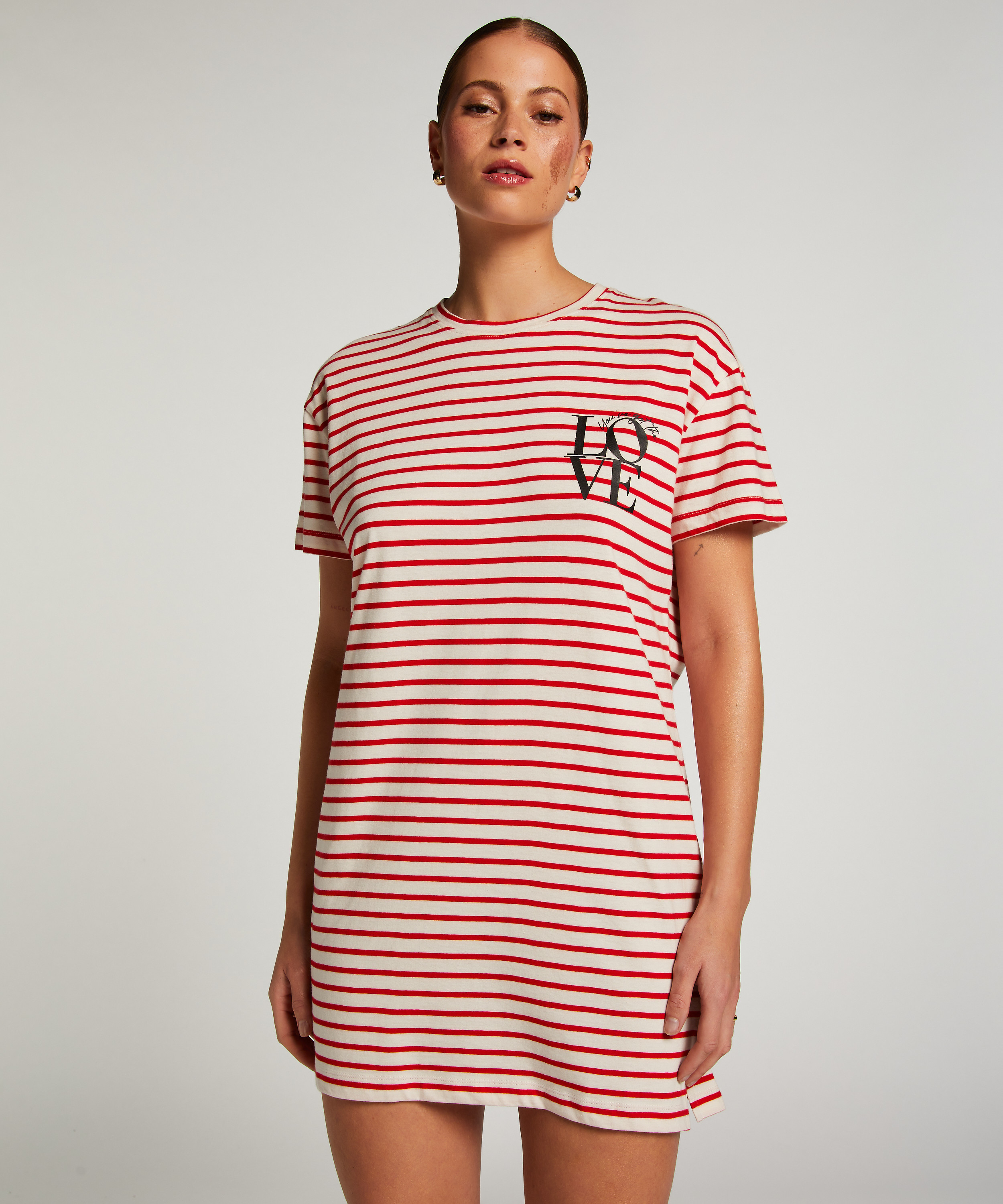 Nachthemd Rundhalsausschnitt, Rot, main