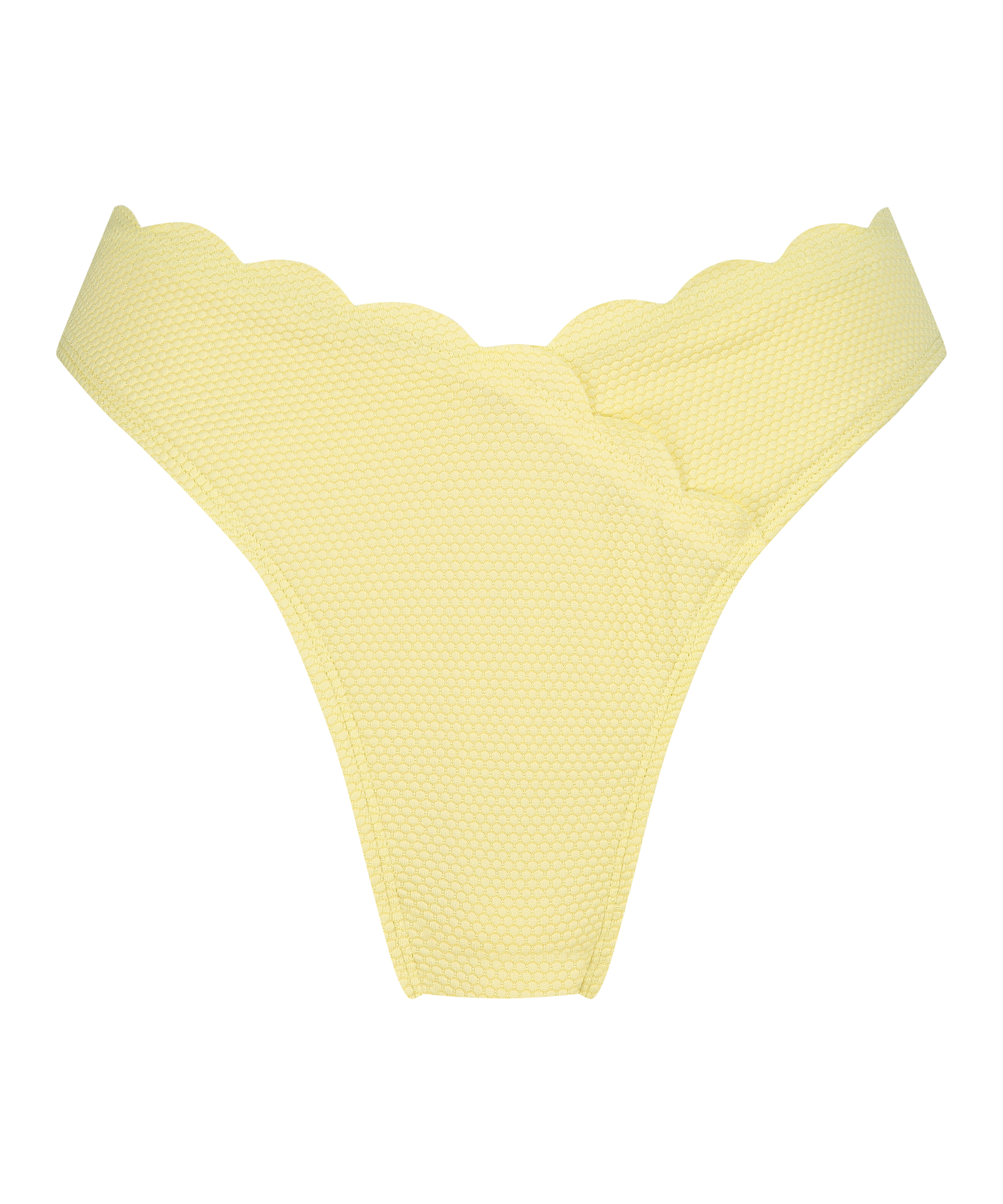 Slip de Bikini Échancrés Scallop, Jaune, main