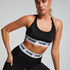 HKMX Sport-BH The Crop Logo Level 1, Schwarz