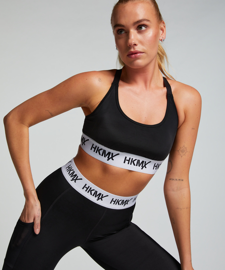 HKMX Sport-BH The Crop Logo Level 1, Schwarz