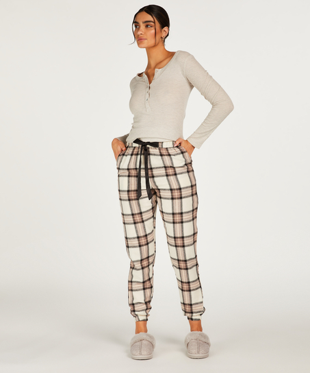 Petite Pyjamahose Twill Check, Beige