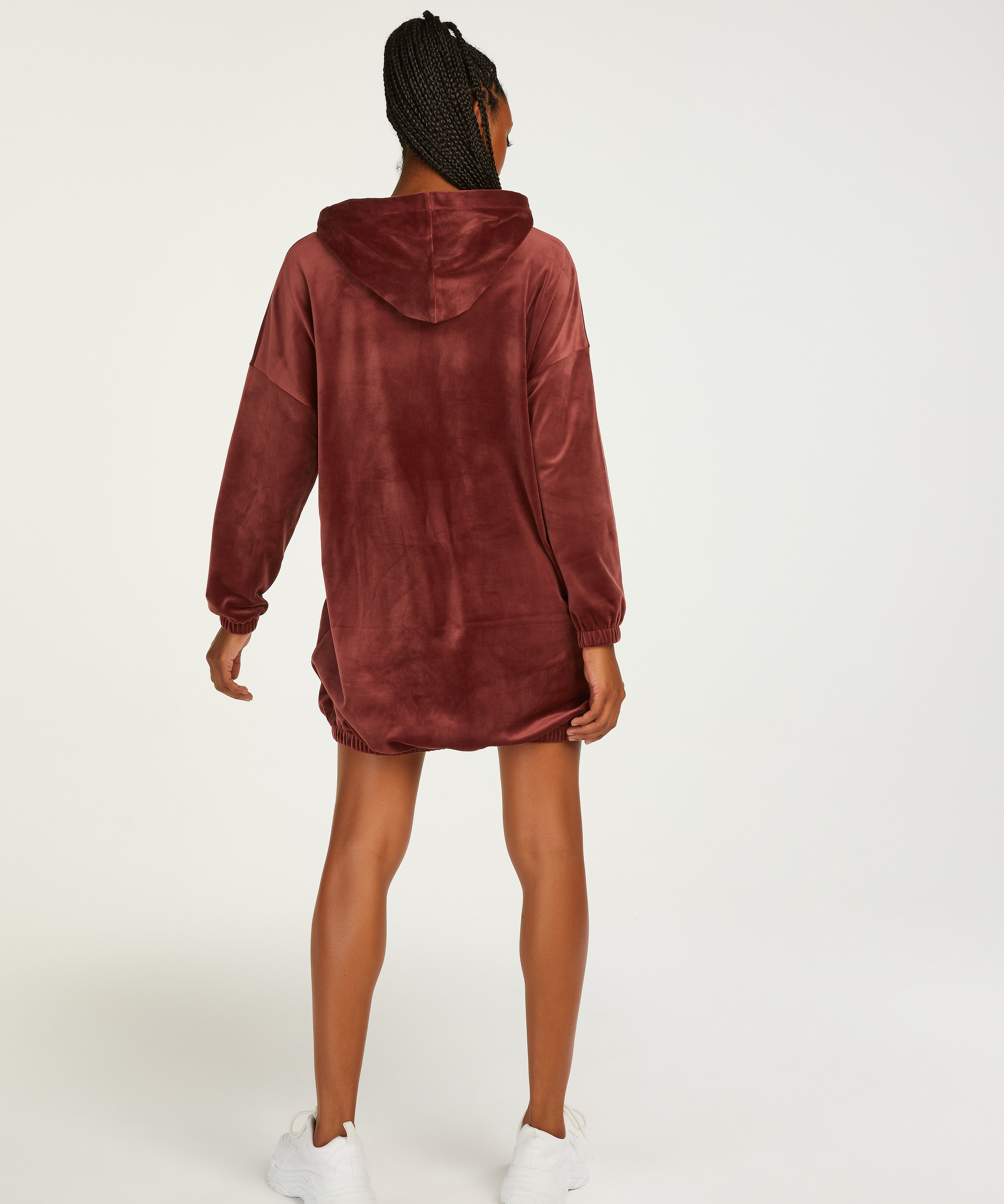 Kleid aus Velours, Braun, main