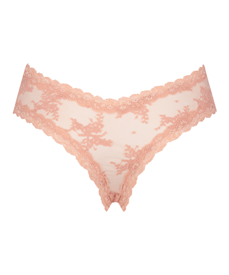 Slip br&eacute;silien V-shape mesh, Rose