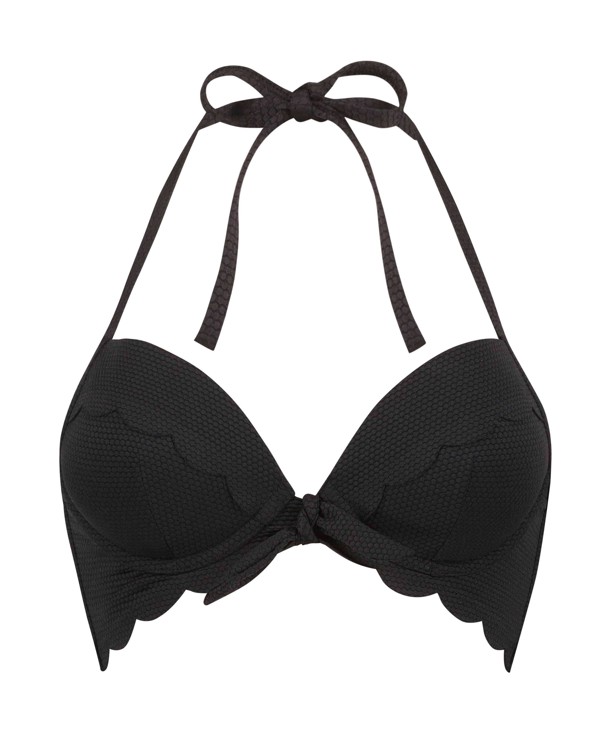 Haut de bikini à armatures à effet push-up préformé Scallop Taille A - E, Noir