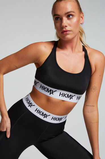 Image of Hunkemöller HKMX Sport-BH The Crop Logo Level 1 Schwarz