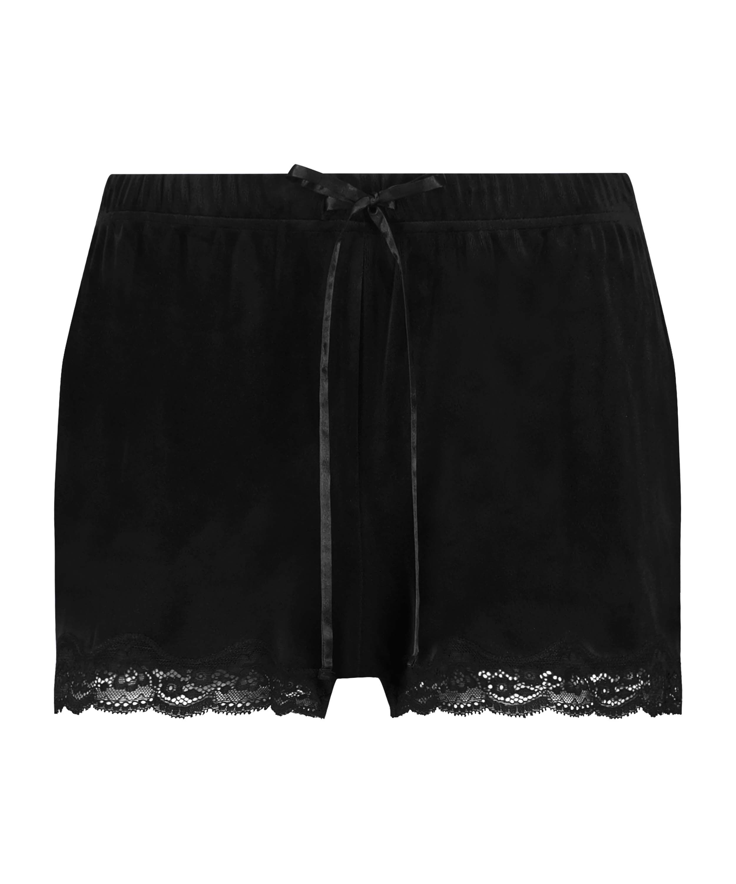 Short velours dentelle, Noir
