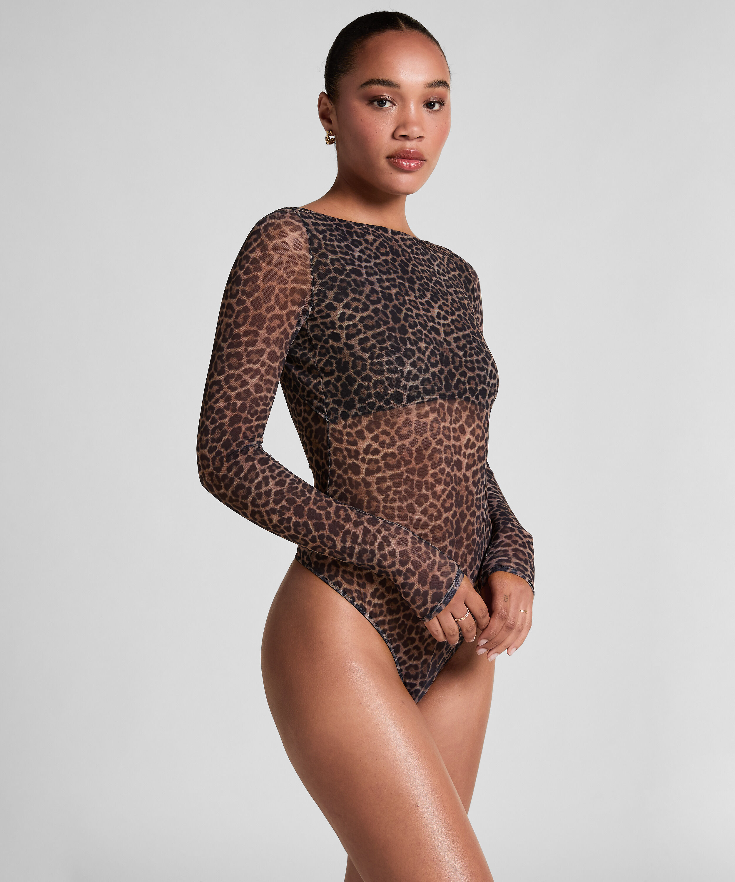Leopard-Langarmbody Tara, Schwarz