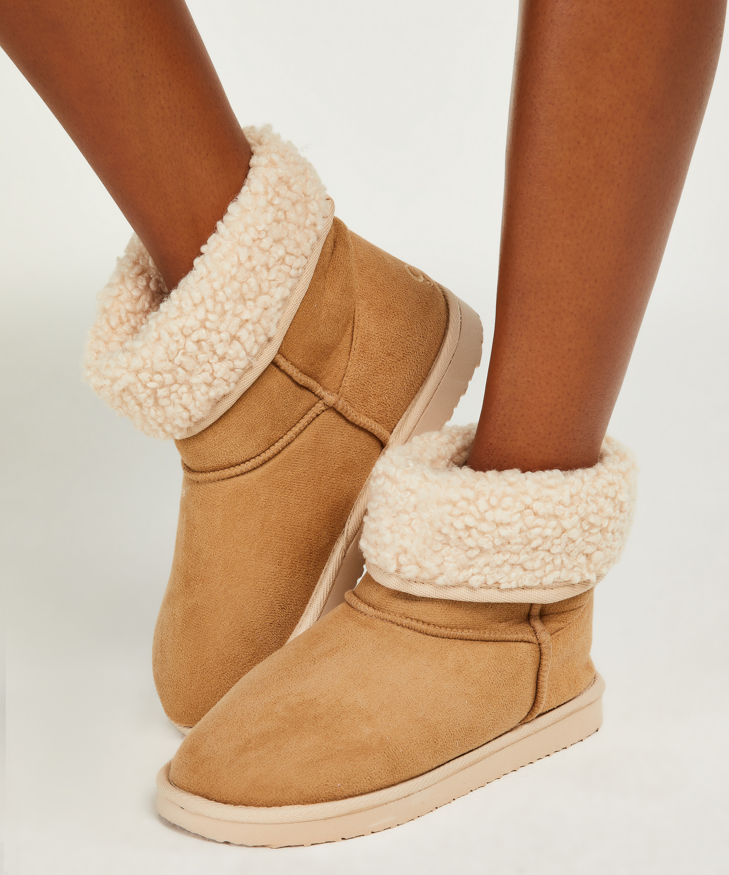 Pantoufles Fake Suede, Beige, main