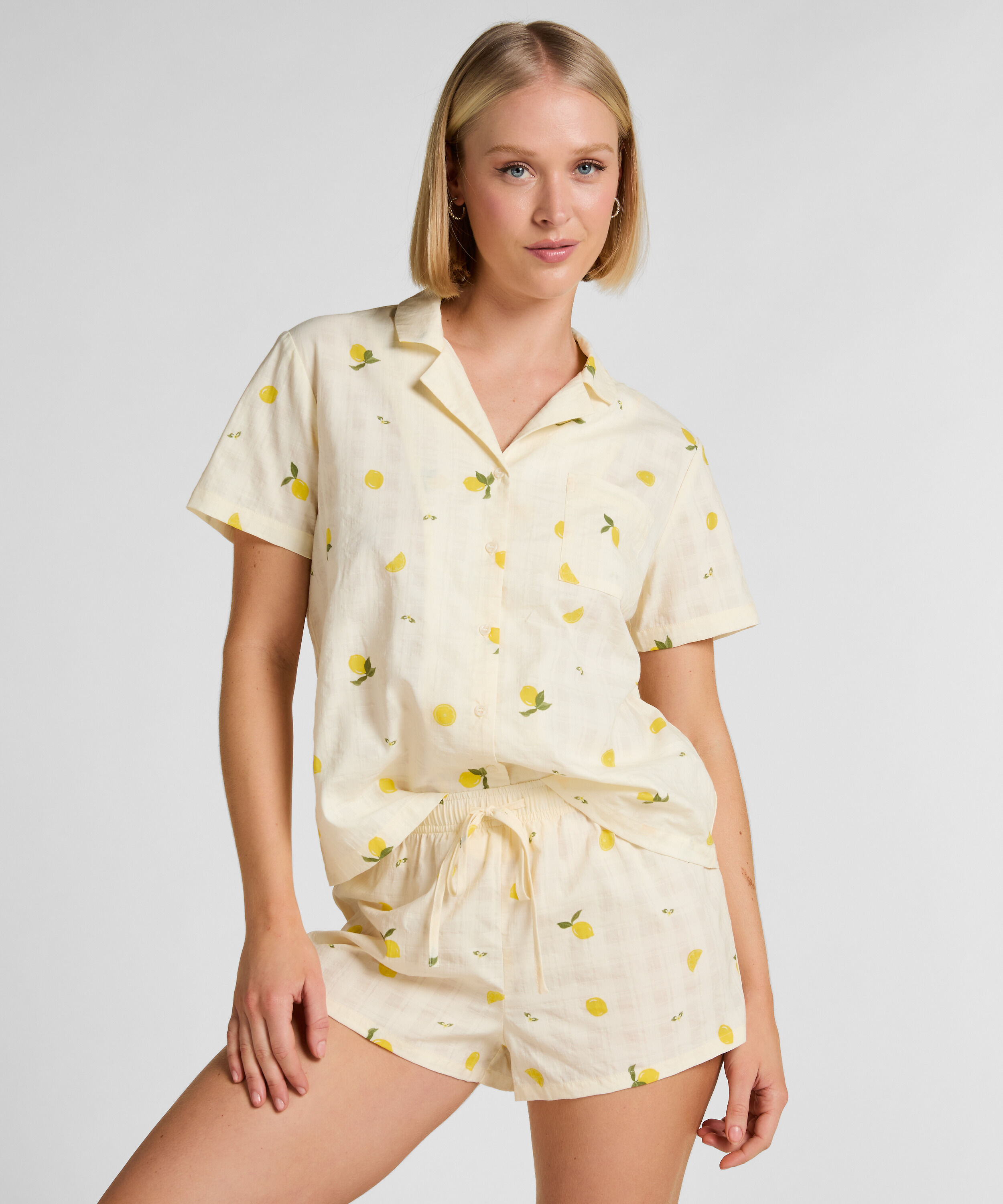 Lemon Pyjamashorts, Weiß Lemon Pyjamashorts, Weiß