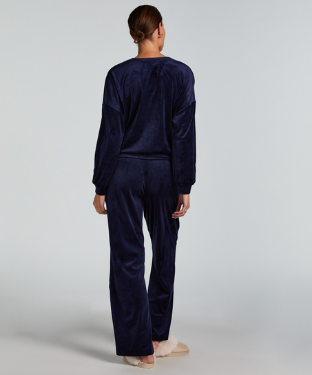 Pantalon de pyjama velours, Bleu
