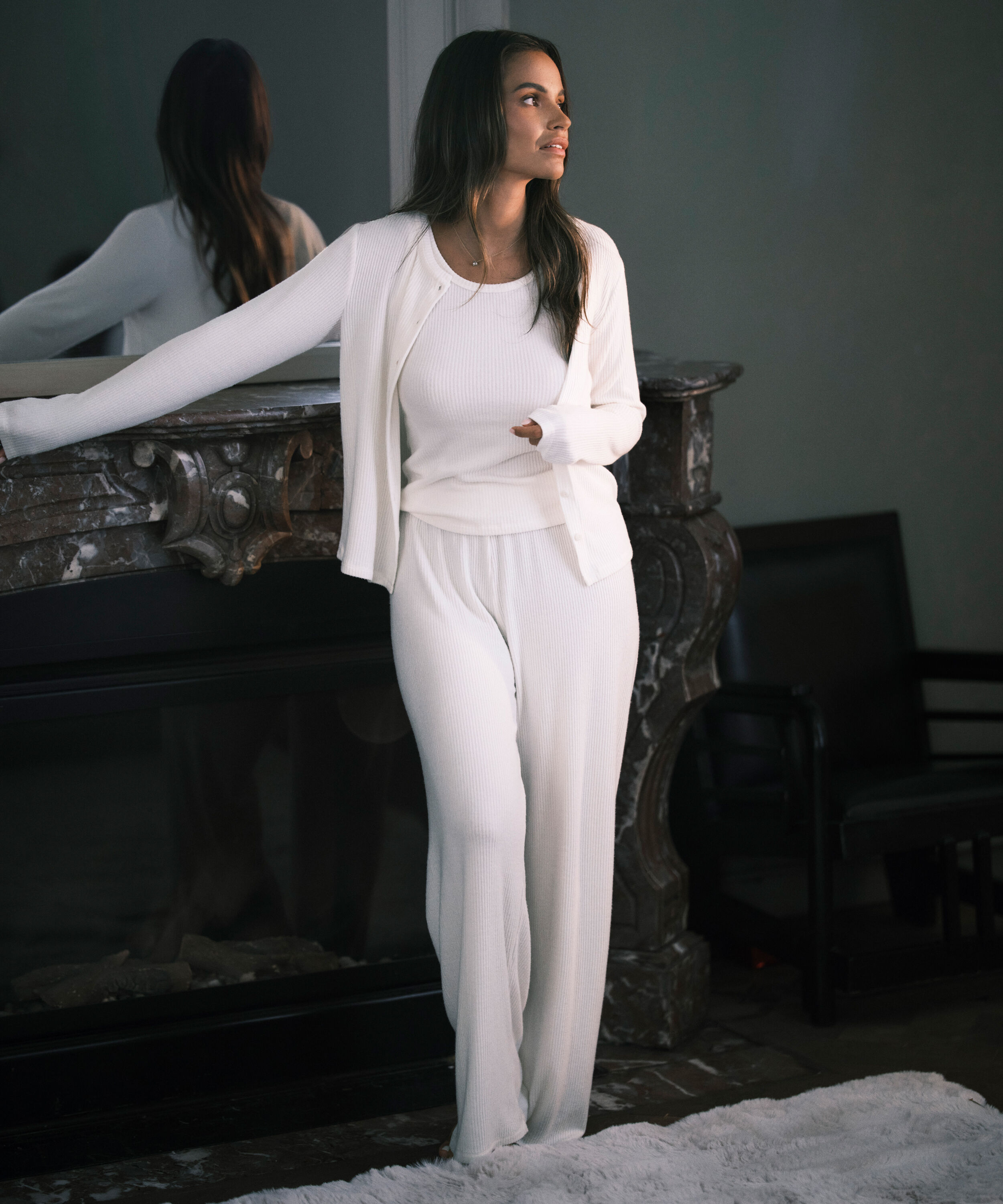 Hose Brushed Jersey, Wei&szlig;