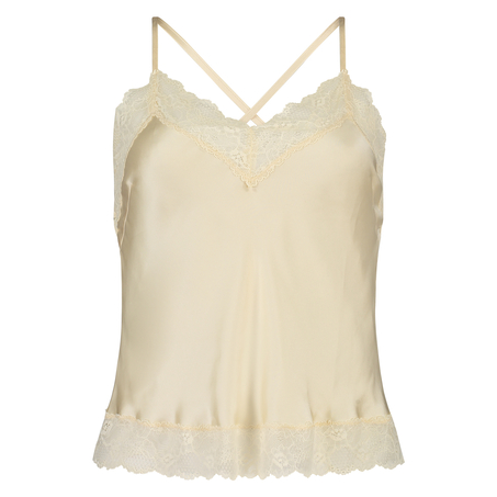 Cami Top Satin Spitze, Beige