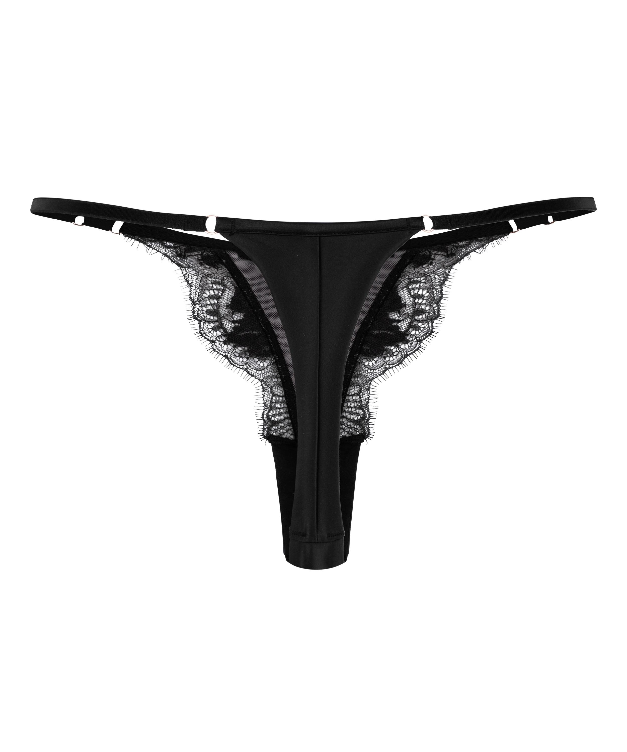 Tanga jambes hautes Cynthia, Noir, main