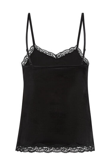 Hunkemöller Velours Lace Cami Top Black