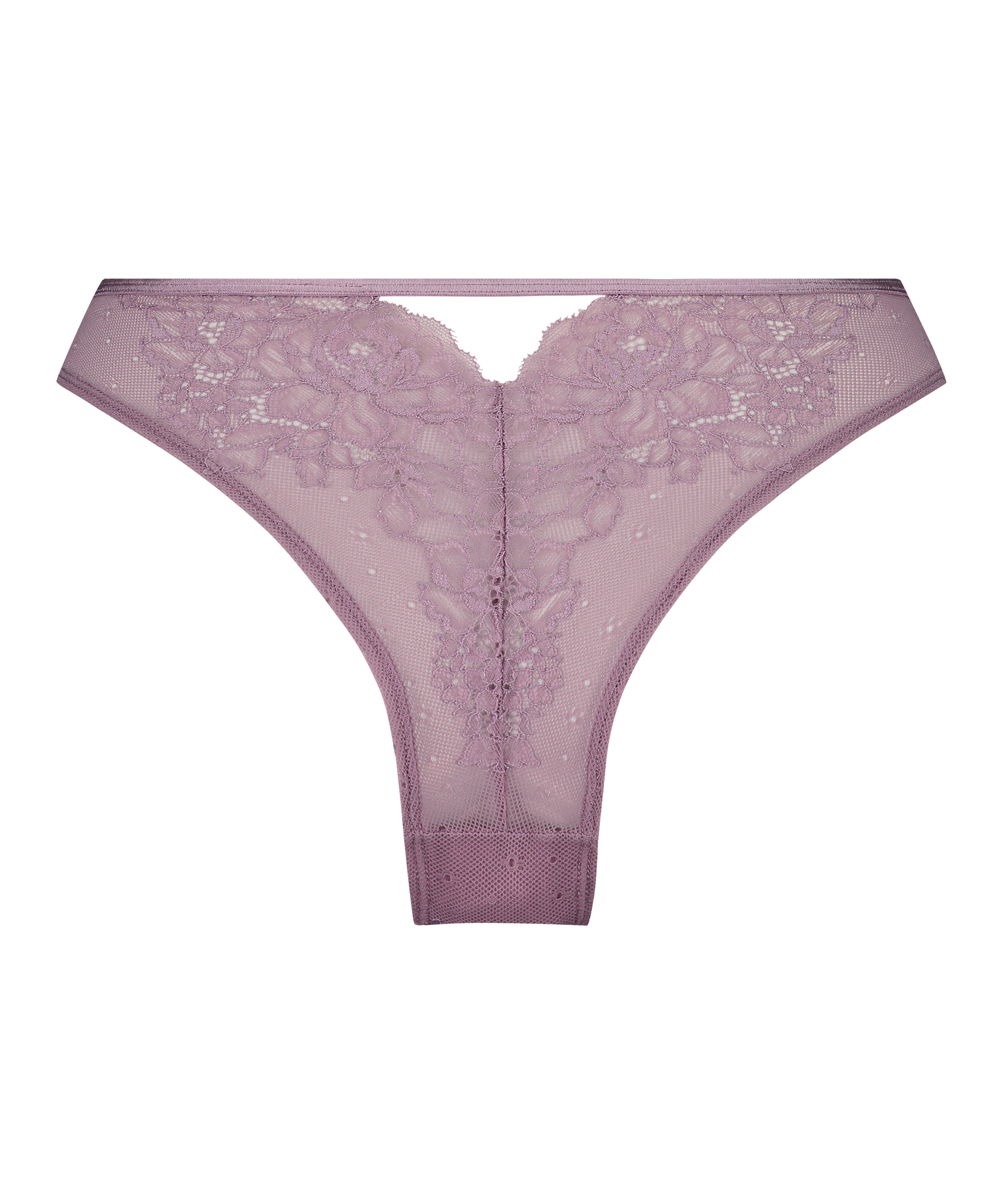 Slip brésilien échancré Clara, Violet, main