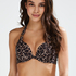 Vorgeformtes Push-up Bügel-Bikinitop Leopard, Beige