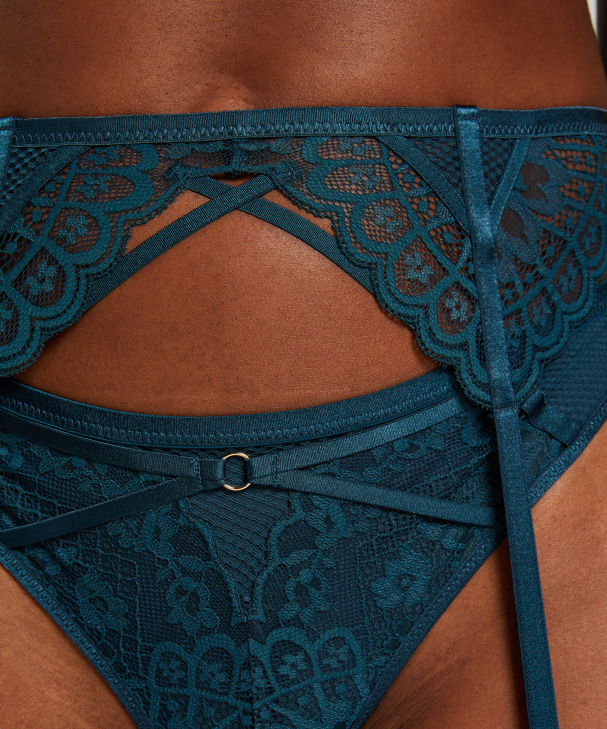 Porte-jarretelles Riri, Bleu, main