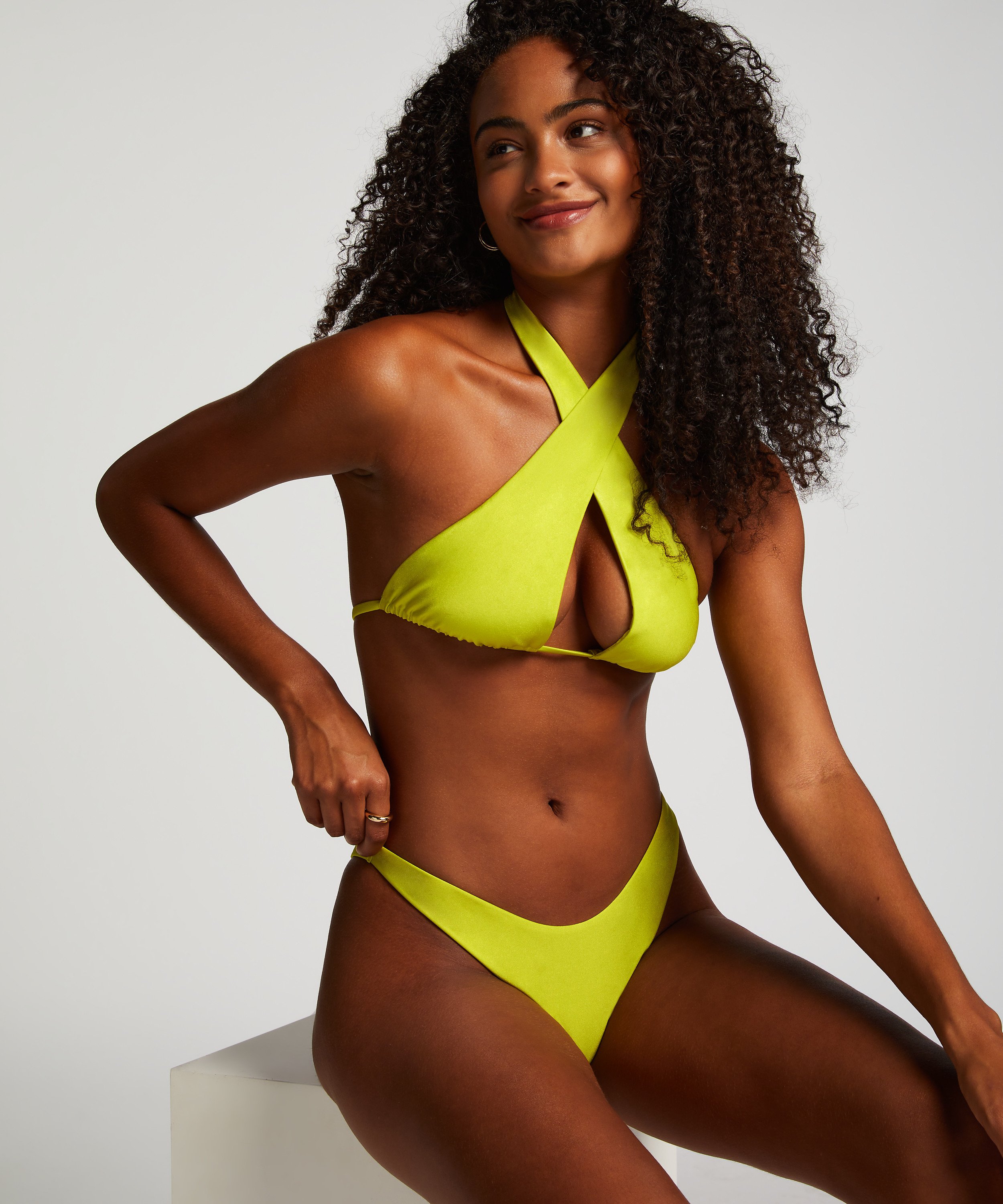 Slip de Bikini Échancrés Luxe, Vert, main
