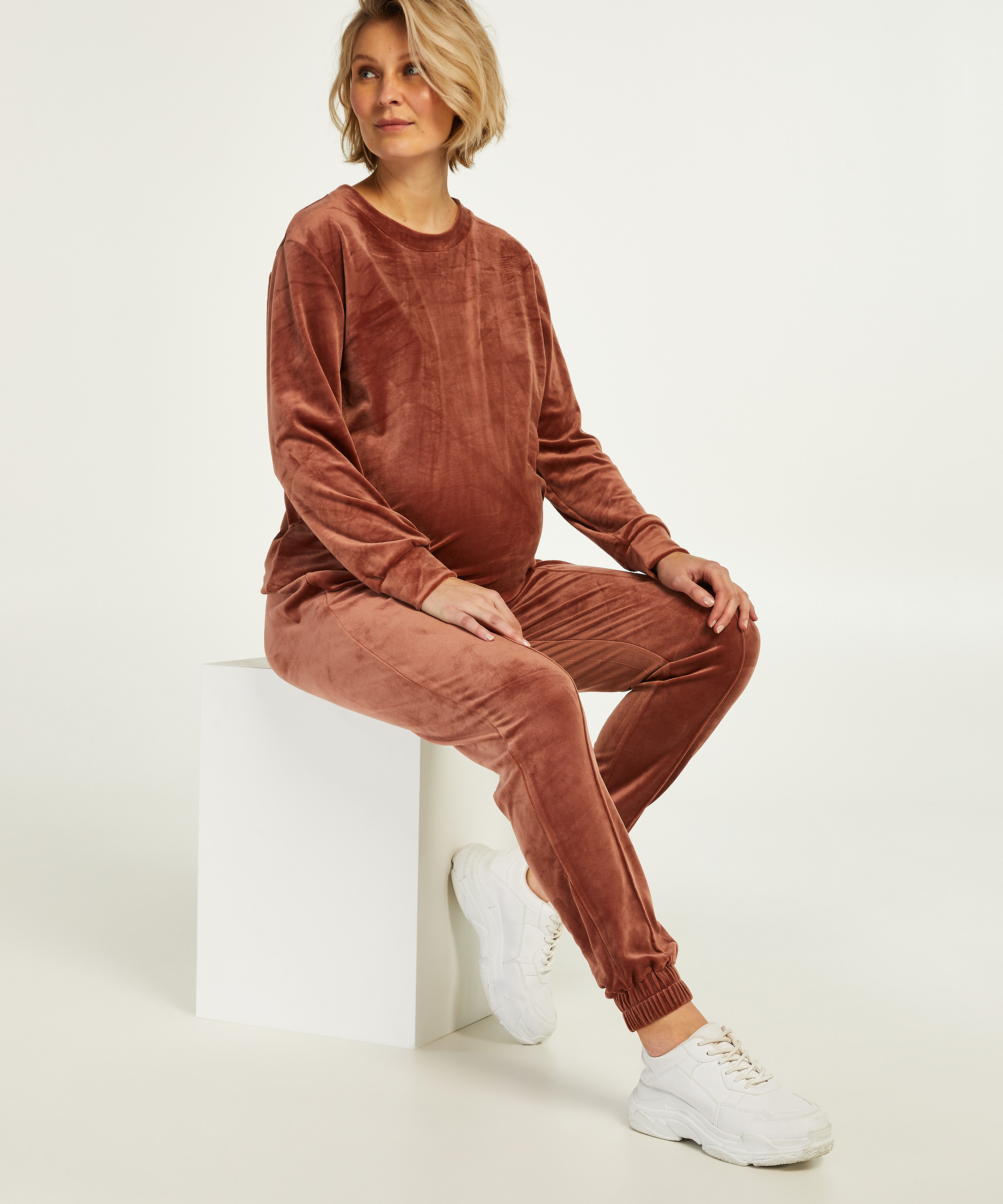 Schwangerschafts-Jogginghose Velours, Rose, main
