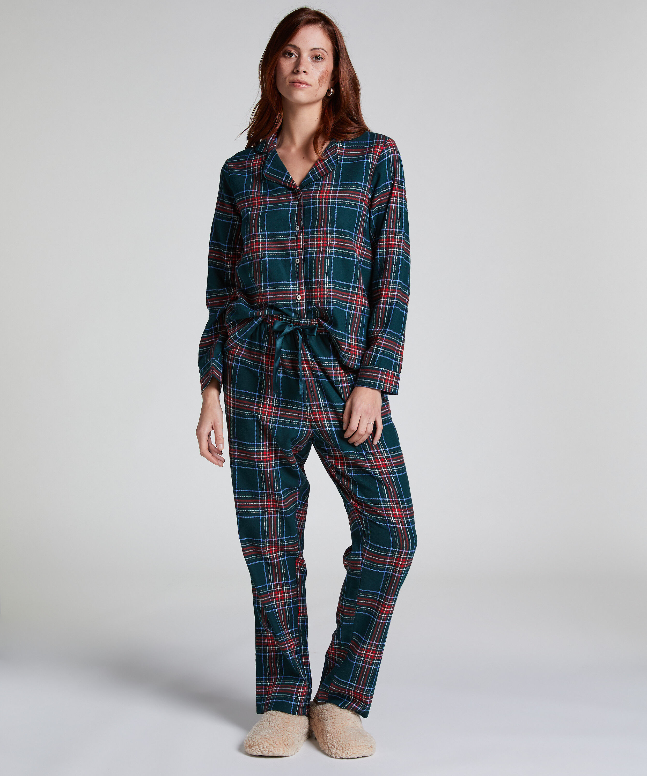 Pyjamaset Flannel, Gr&uuml;n
