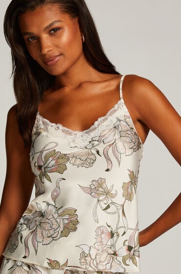 Image of Hunkemöller Cami Top Satin Spitze Weiß