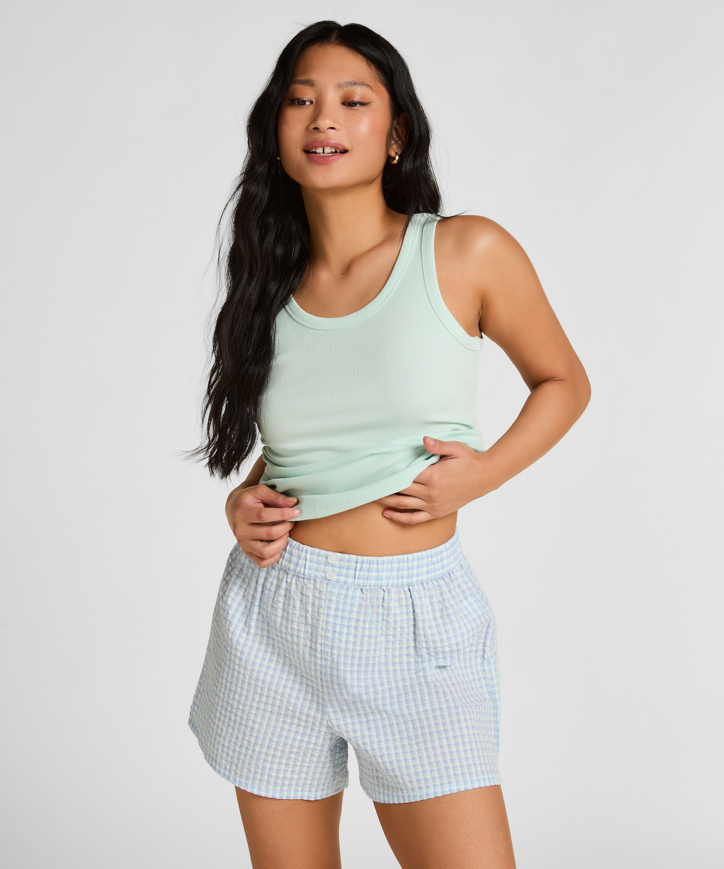 Short de Pyjama Seersucker, Bleu