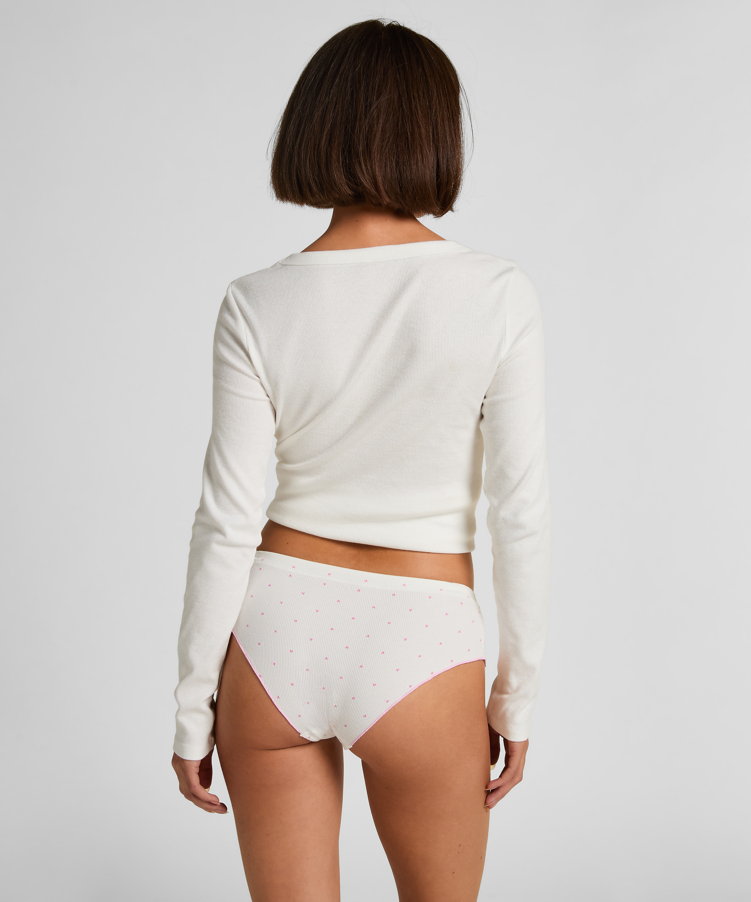Culotte br&eacute;silienne c&ocirc;tel&eacute;e Renee, Blanc, main