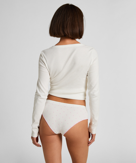 Culotte br&eacute;silienne c&ocirc;tel&eacute;e Renee, Blanc