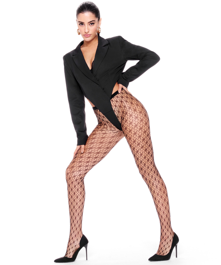 Strumpfhosen Fishnet Graphic, Schwarz