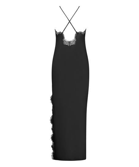 Slipdress aus Satin, Schwarz